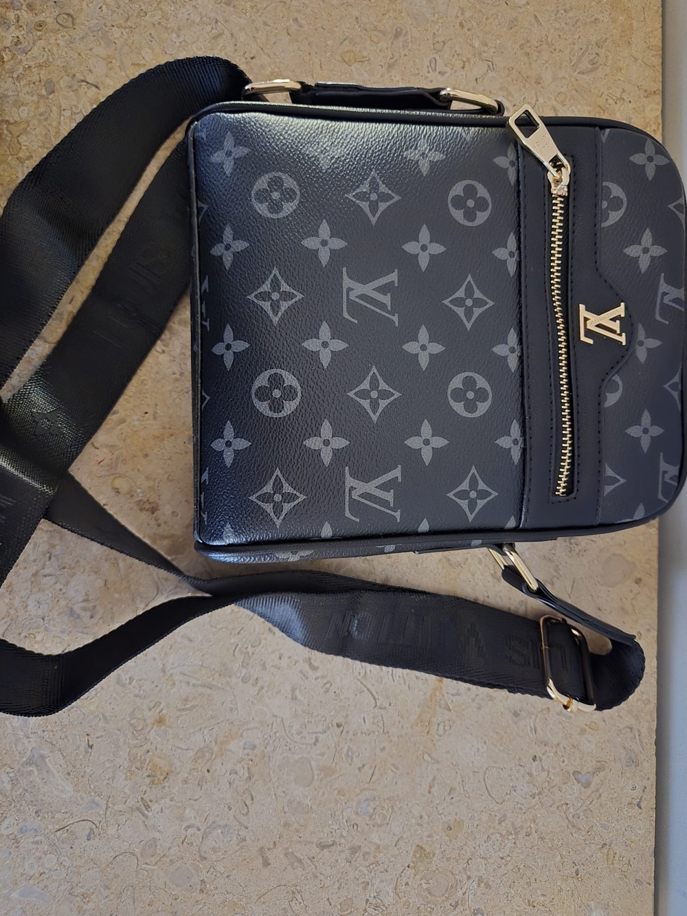 Louis Vuitton Men's Black Monogram Canvas Crossbody Bag